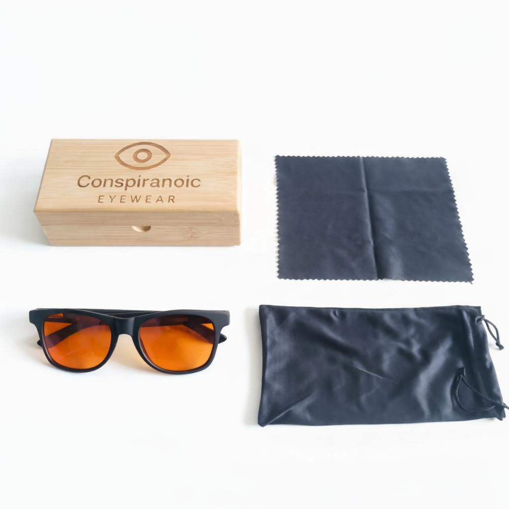 Terra SHIELD Ébano — Gafas Ámbar para dormir mejor