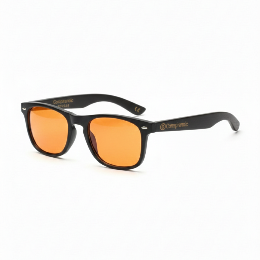 Terra SHIELD Ébano — Gafas Ámbar para dormir mejor
